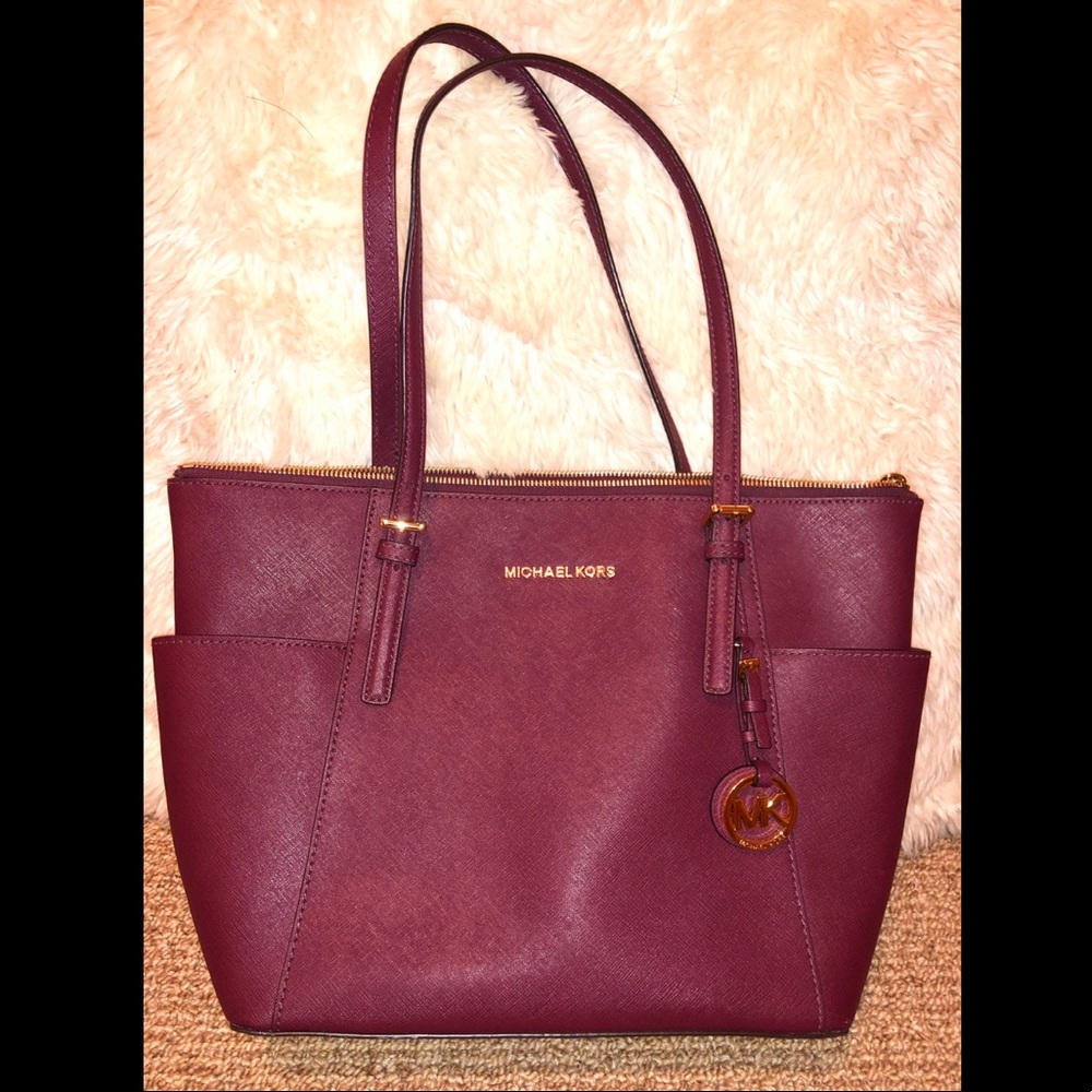 Large Burgundy Michael Kors Tote Purse